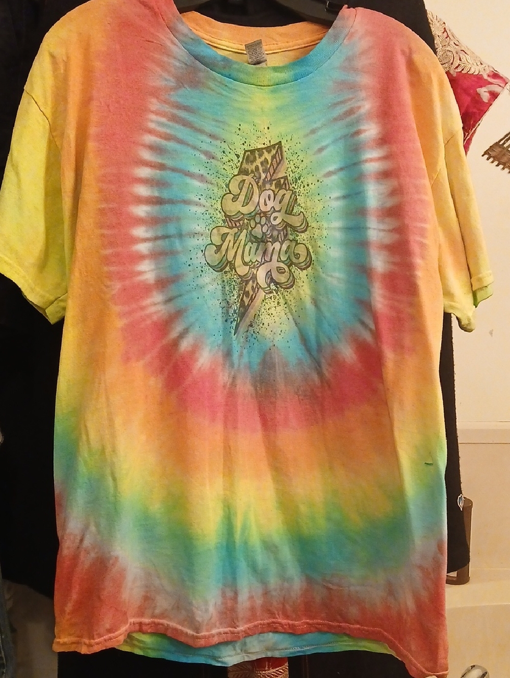 Gildan Orange Yellow Blue‎ Tie-Dye T-Shirt, Unisex Sz.L